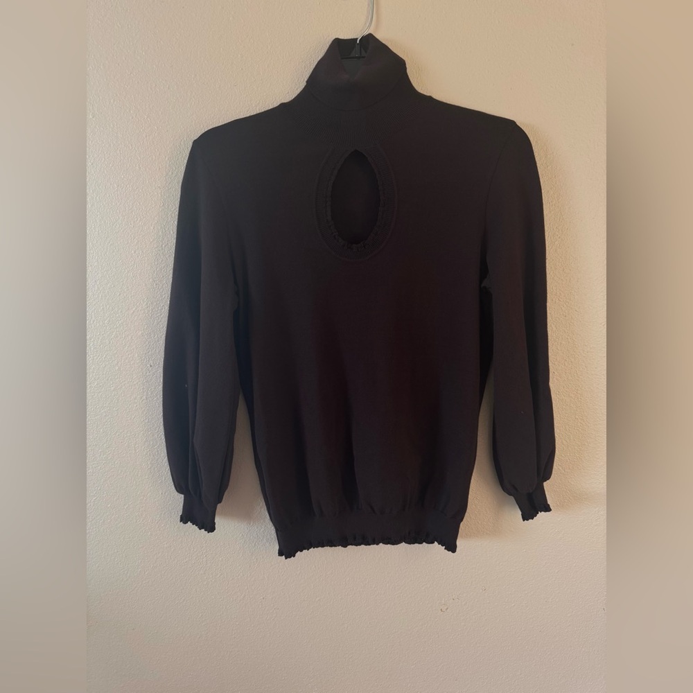 MOSCHINO Brown keyhole turtleneck sweater Small
